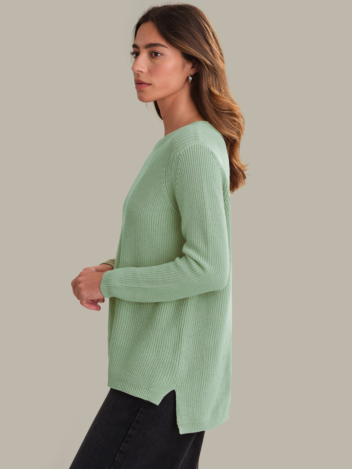 Emma: Crewneck Shaker Stitch Cotton Sweater