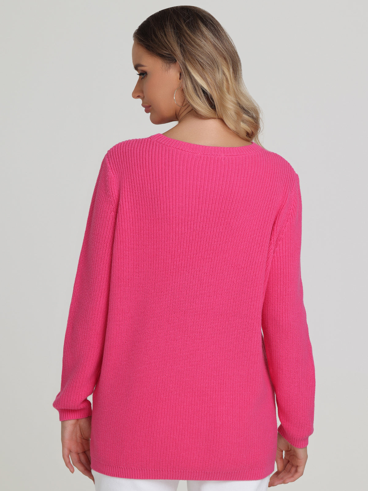 Emma: Crewneck Shaker Stitch Cotton Sweater