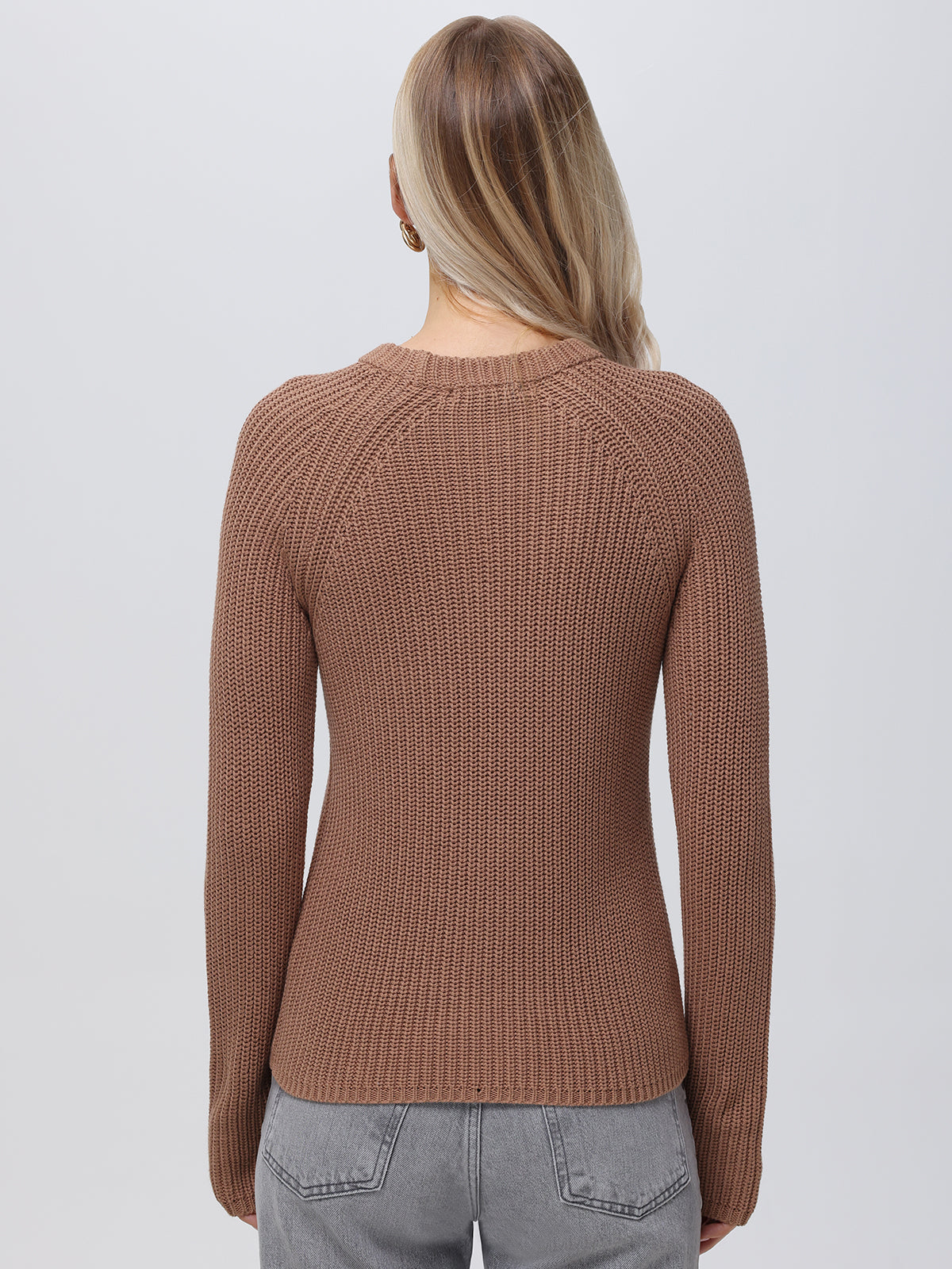 Jane: Crewneck Shaker Stitch Cotton Sweater