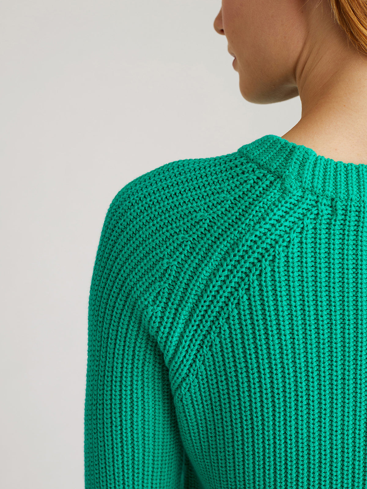 Jane: Crewneck Shaker Stitch Cotton Sweater
