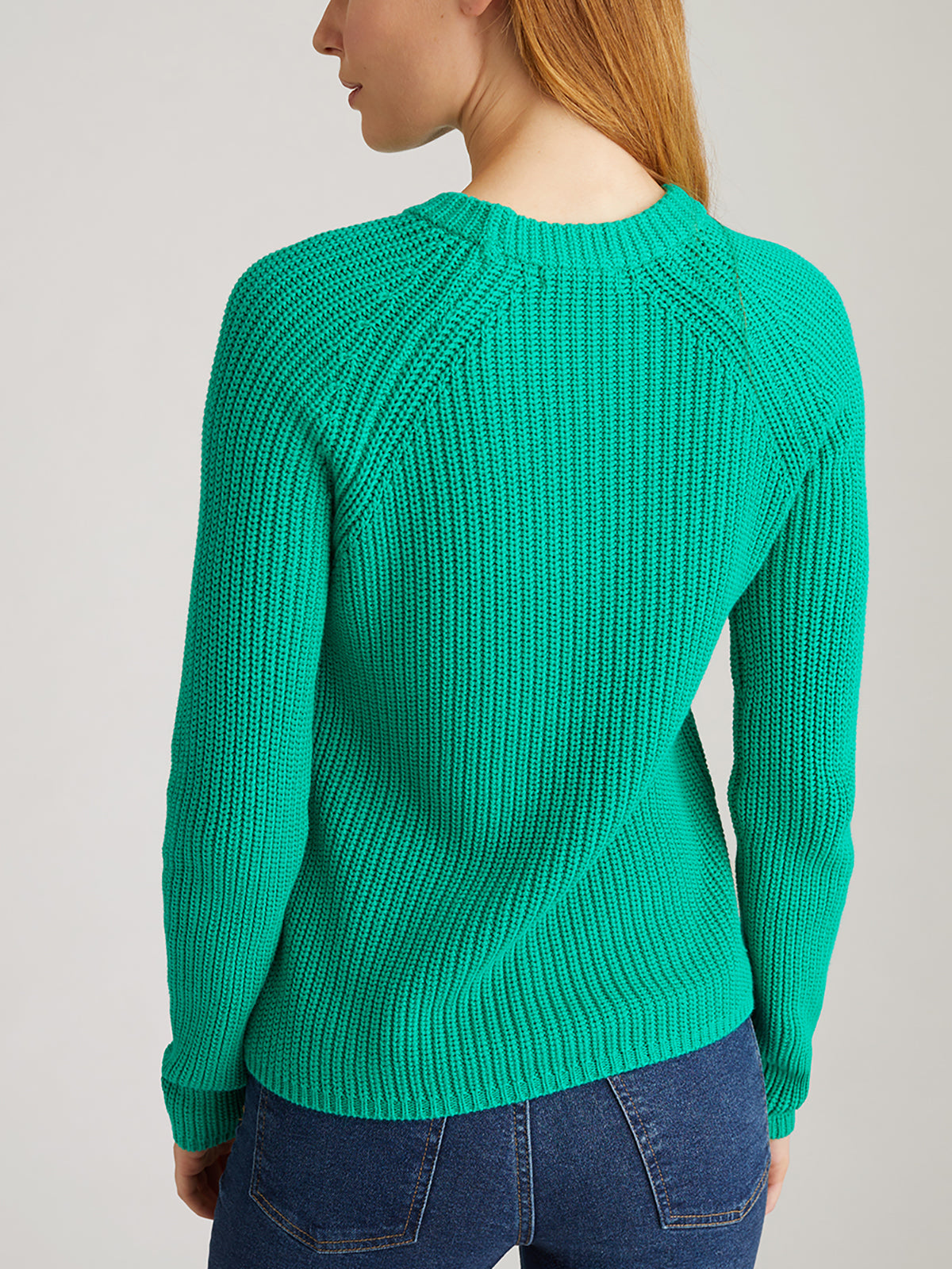 Jane: Crewneck Shaker Stitch Cotton Sweater