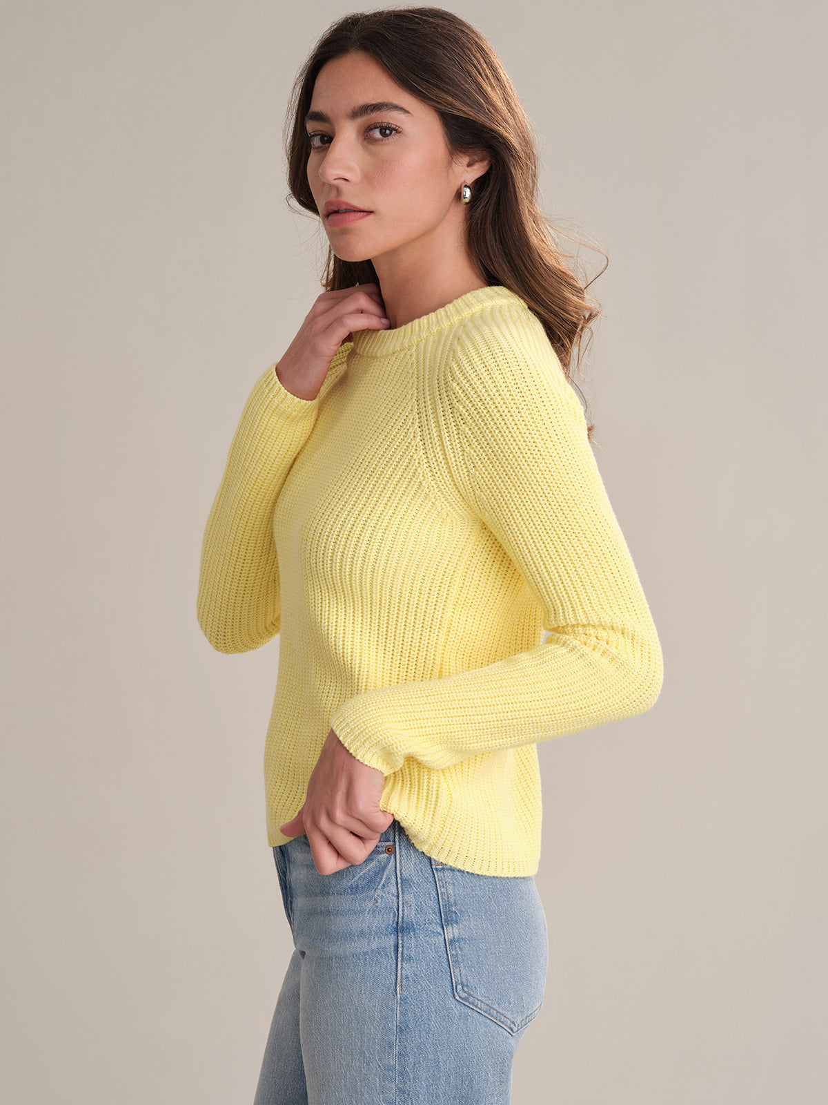 Jane: Crewneck Shaker Stitch Cotton Sweater