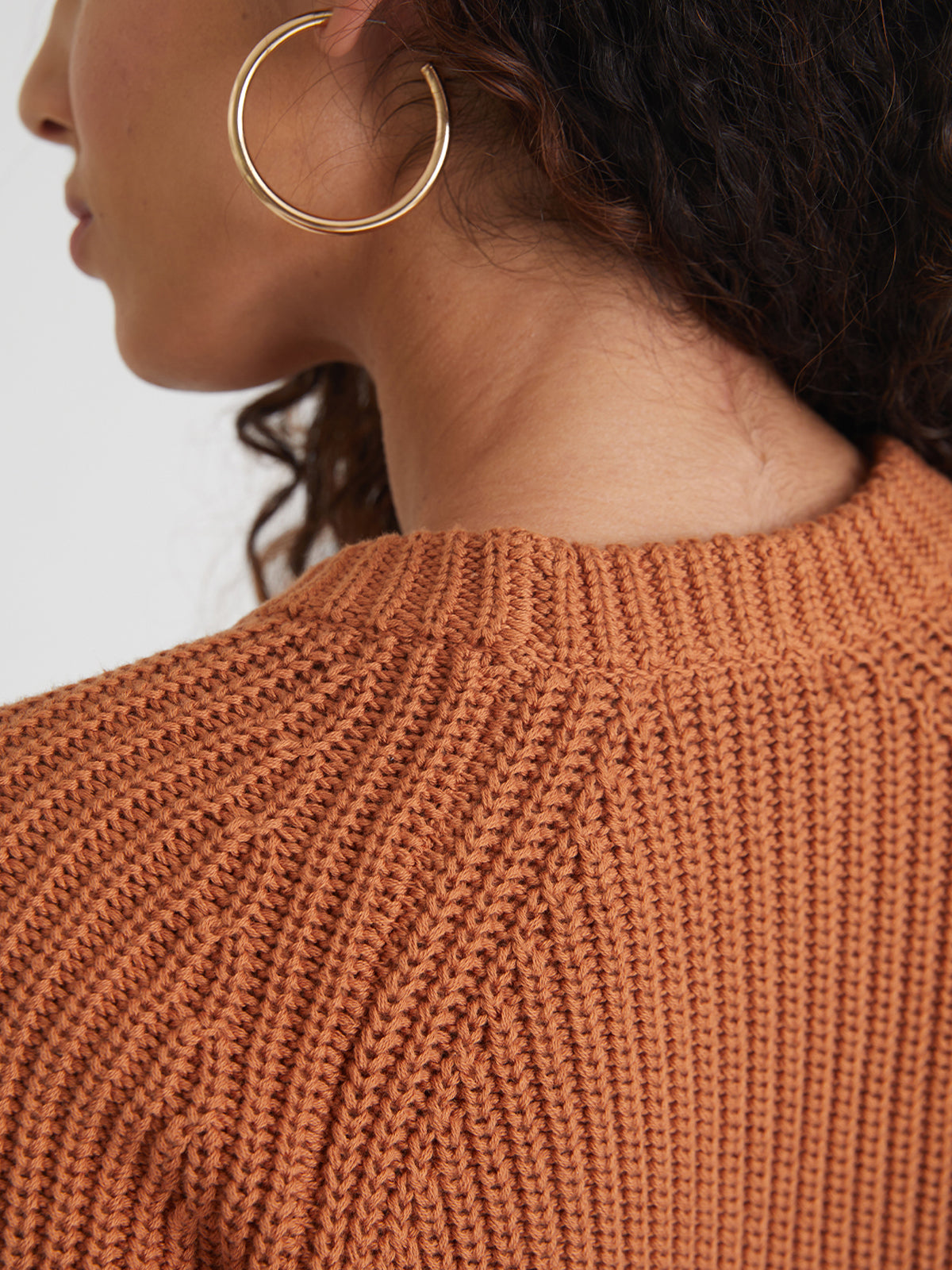 Jane: Crewneck Shaker Stitch Cotton Sweater