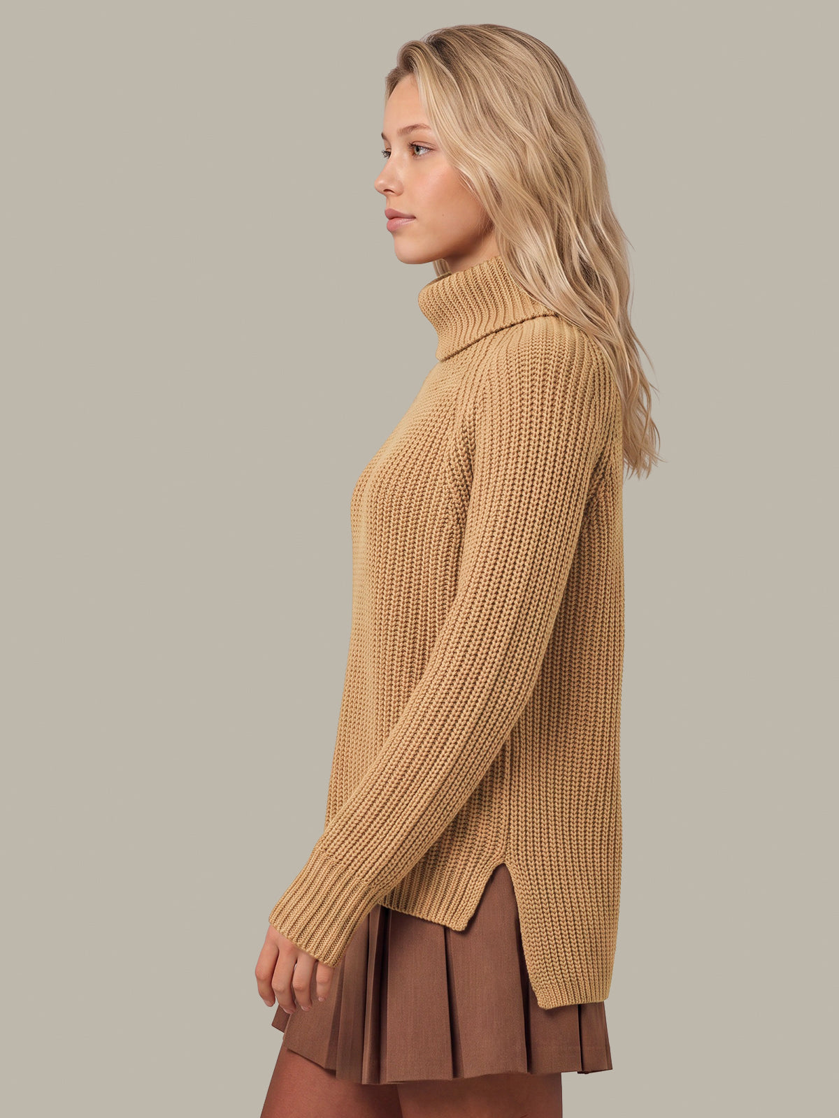 Stella: Cotton Shaker Stitch Turtleneck Sweater