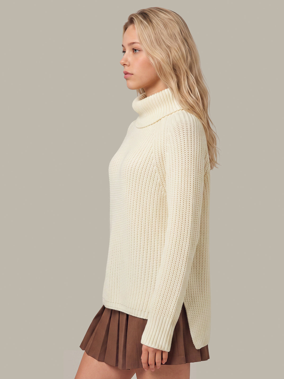 Stella: Cotton Shaker Stitch Turtleneck Sweater