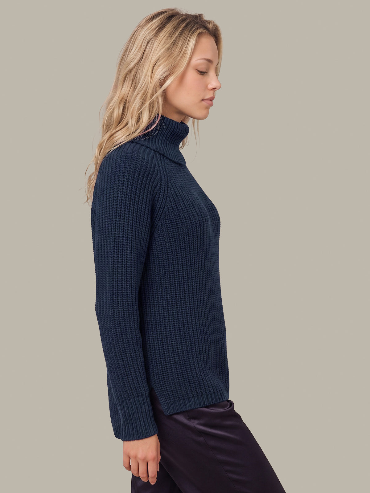 Stella: Cotton Shaker Stitch Turtleneck Sweater
