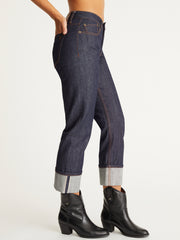 Raw Selvage Mid Rise Relaxed Straight Jeans