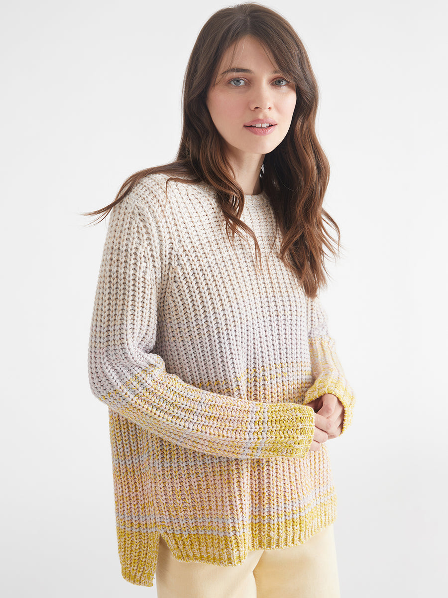 Emma: Ombre Crewneck Shaker Stitch Sweater