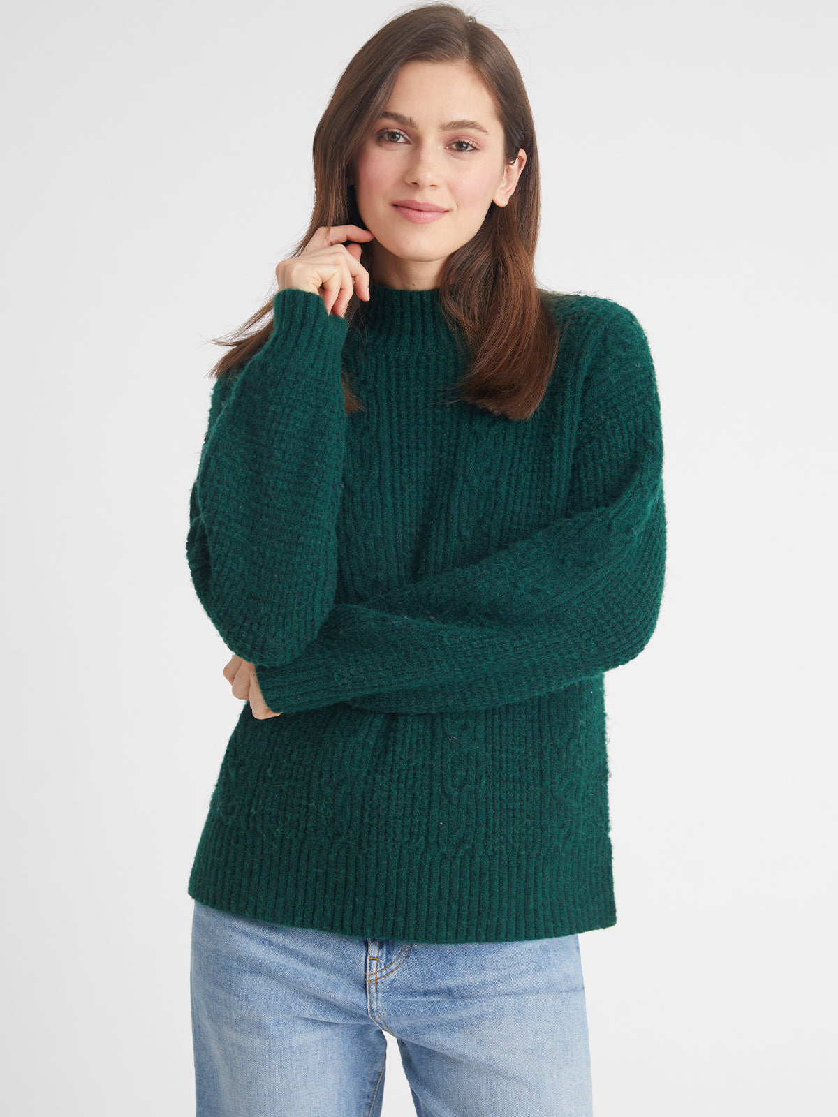 525 America Lexi: Mockneck Cable Pullover