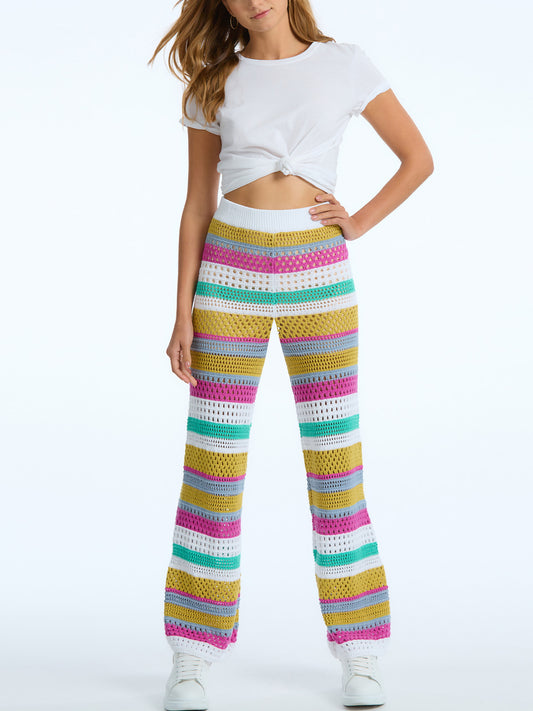 Rose: Stripe Crochet Wide Leg Pant