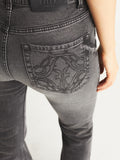 Embroidered-Pocket Bootcut Jeans