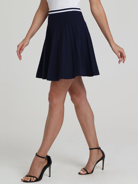 Larissa: Stripe Waist Pleated Tennis Skirt