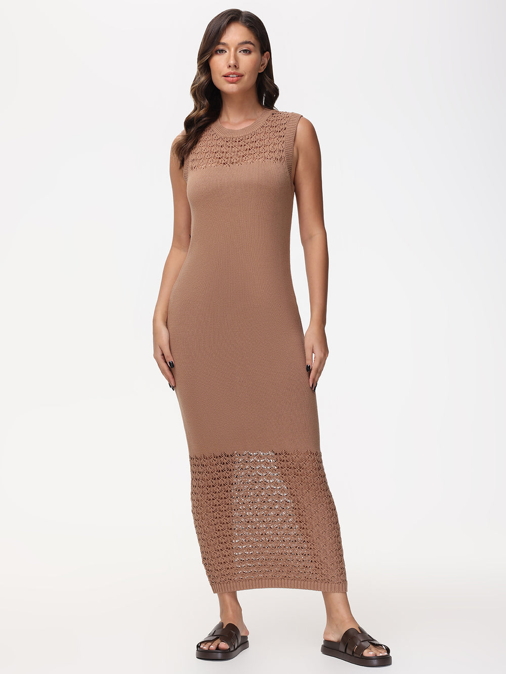 cotton crochet maxi dress 525 America Tori: Cinnamon / M Clothing Type:Pink Rabbit Mami Beaded Halter Neck produced clothing MasterSku:DJ6D9175