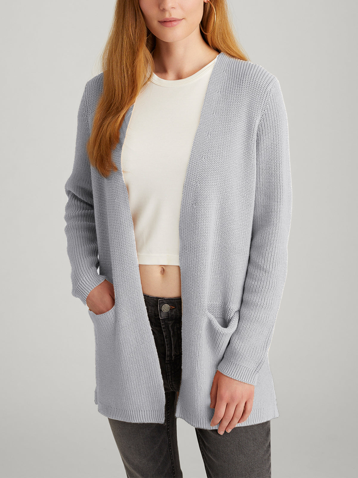 Emma: Shaker Stitch Open Cardigan