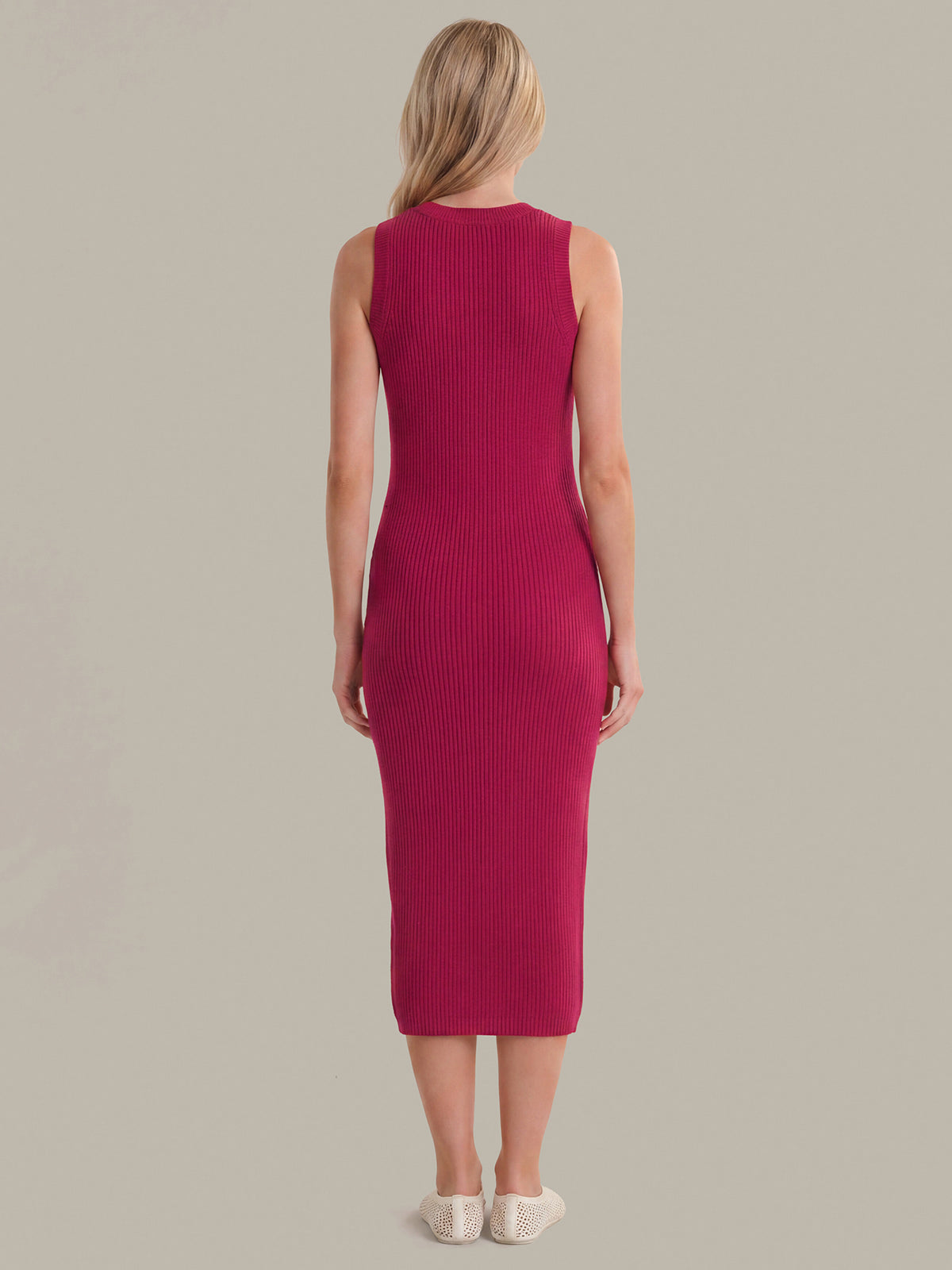 Emma: Crewneck Shaker Stitch Cotton Tank Dress