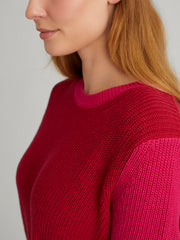 Emma: Tipped Crewneck Shaker Stitch Sweater