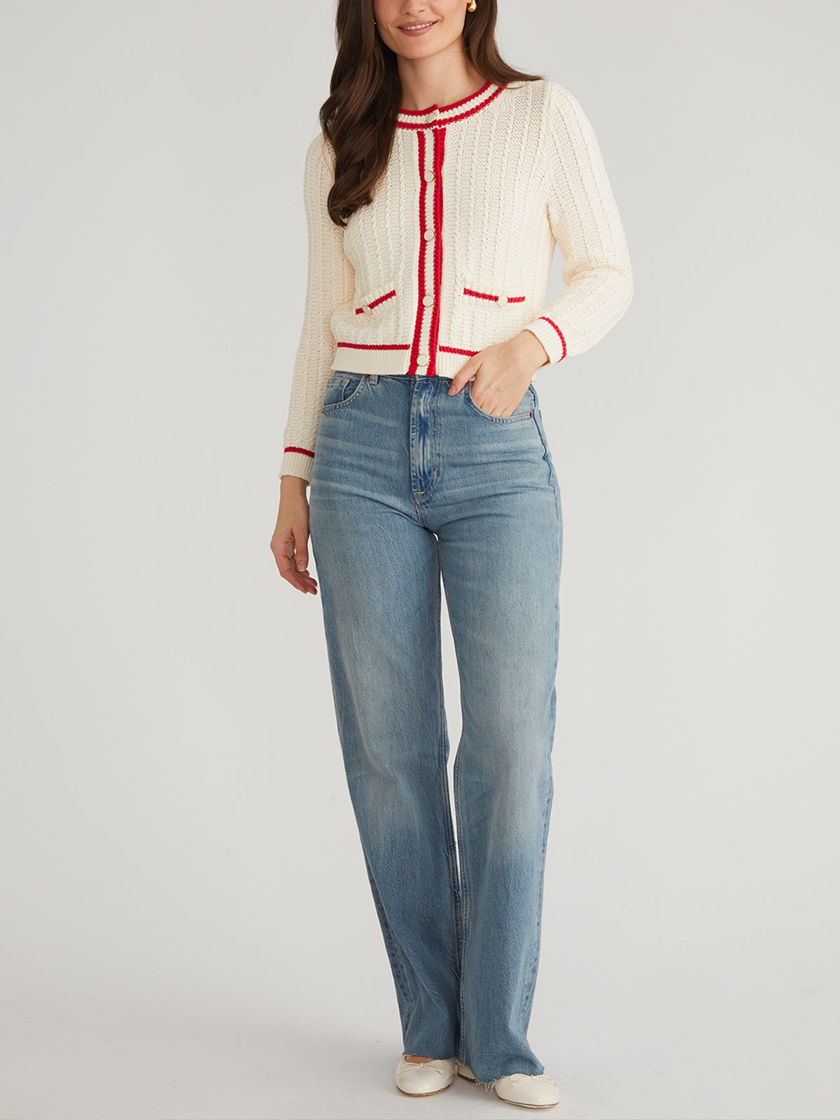 Laurel: Crewneck Tipped Cardigan