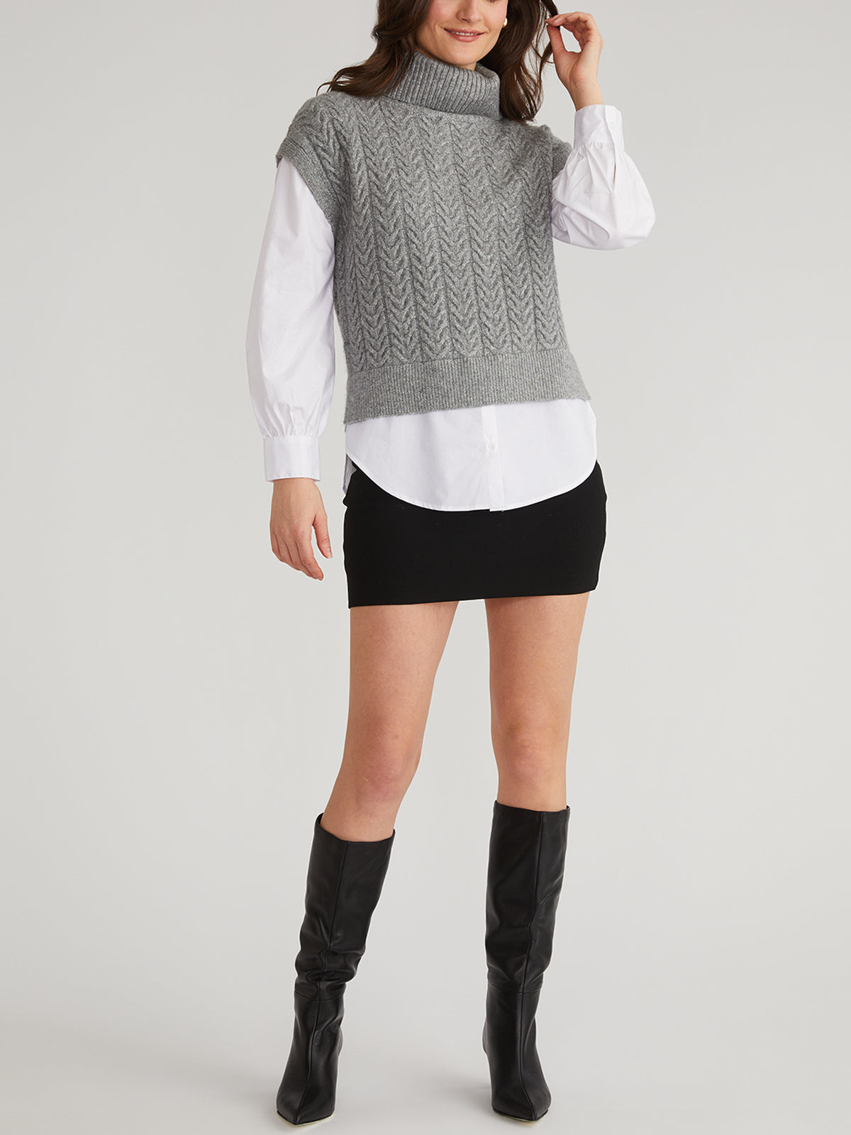 Skirt White Turtleneck Layering White Ivory Satin Skirt Midi Slip