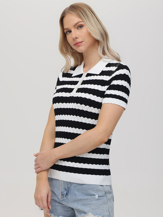 Lucille: Stripe Polo Sweater
