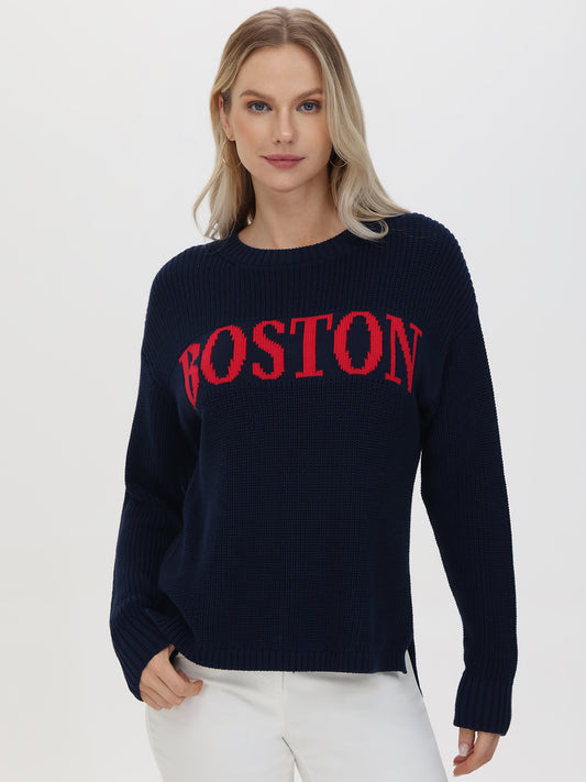 Boston: Crewneck Shaker Stitch Sweater