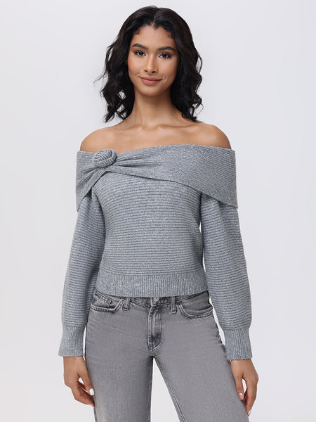525 America Elizabeth: Off The Shoulder Rosette Sweater