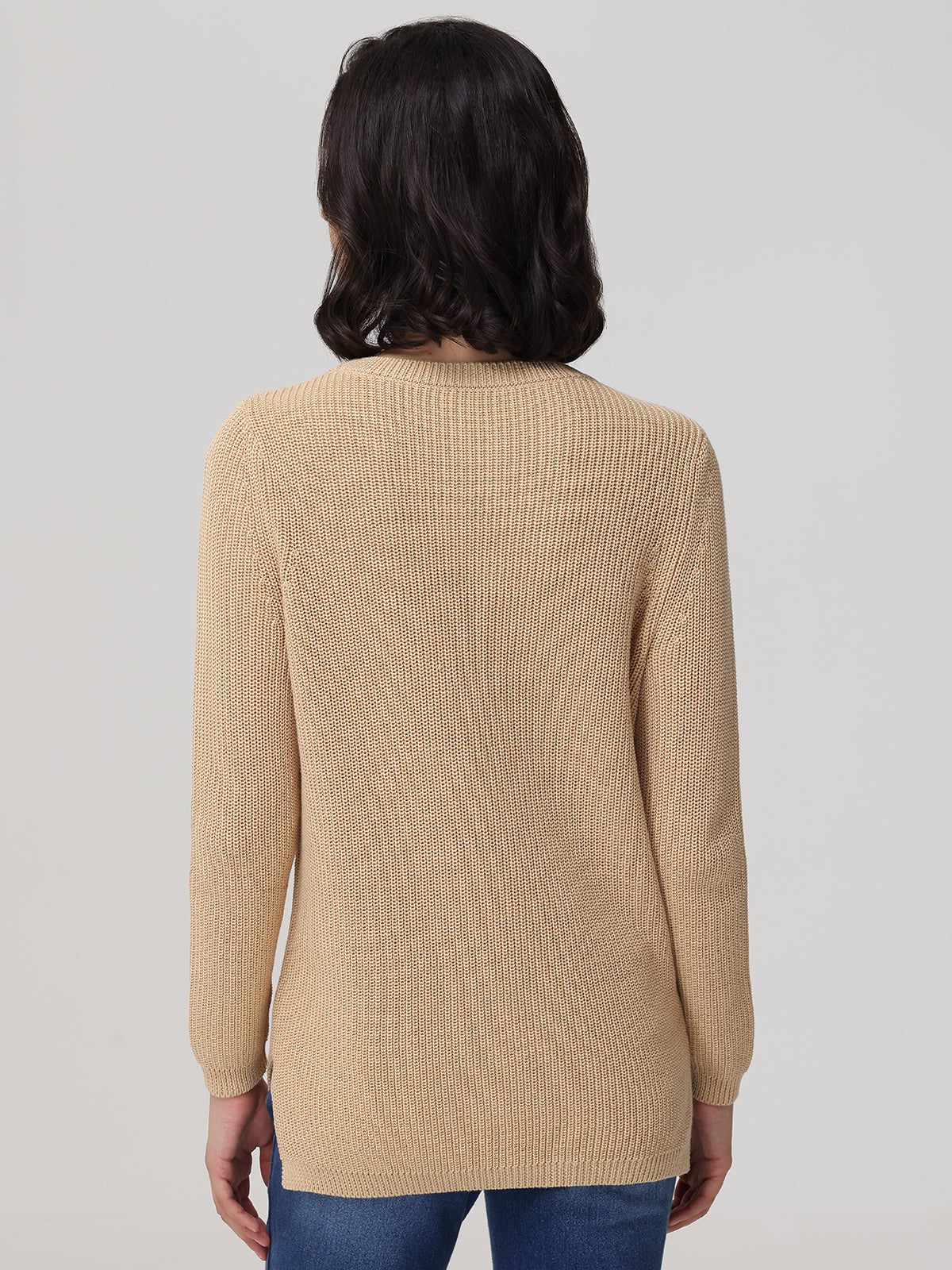 Emma: Crewneck Shaker Stitch Cotton Sweater