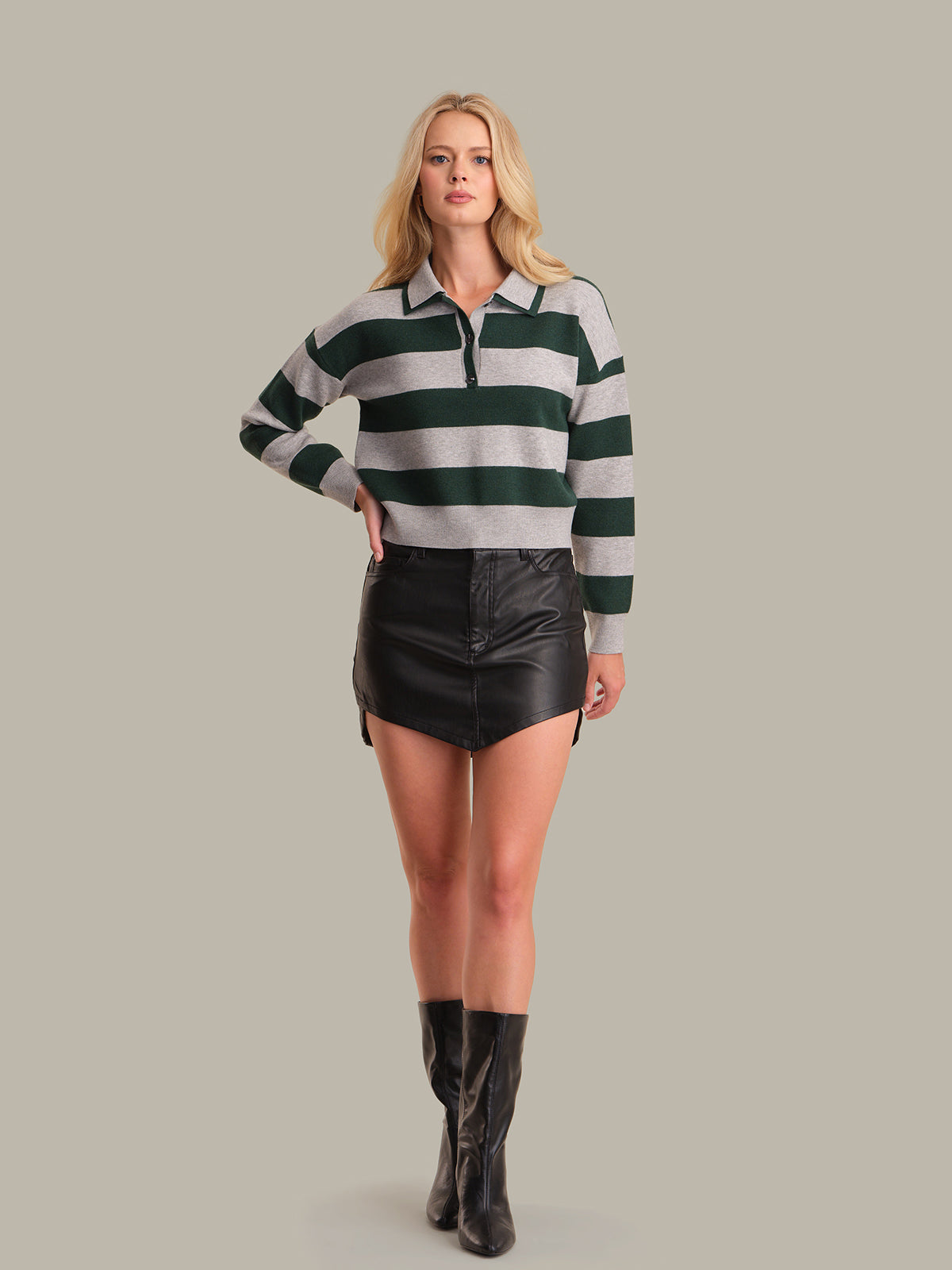 Lennon: Double Collar Rugby Stripe Pullover