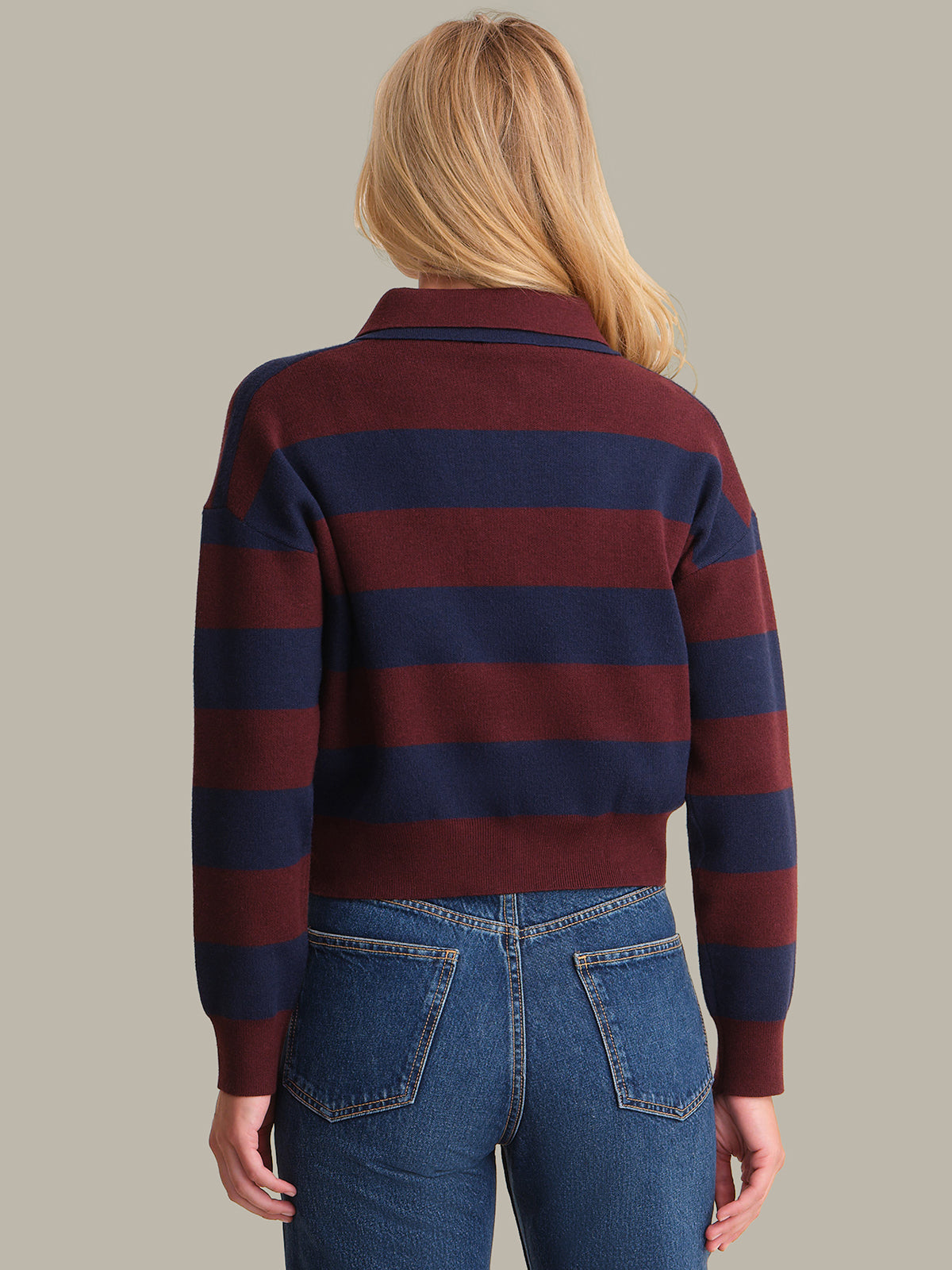 525 America Lennon: Double Collar Rugby Stripe Pullover