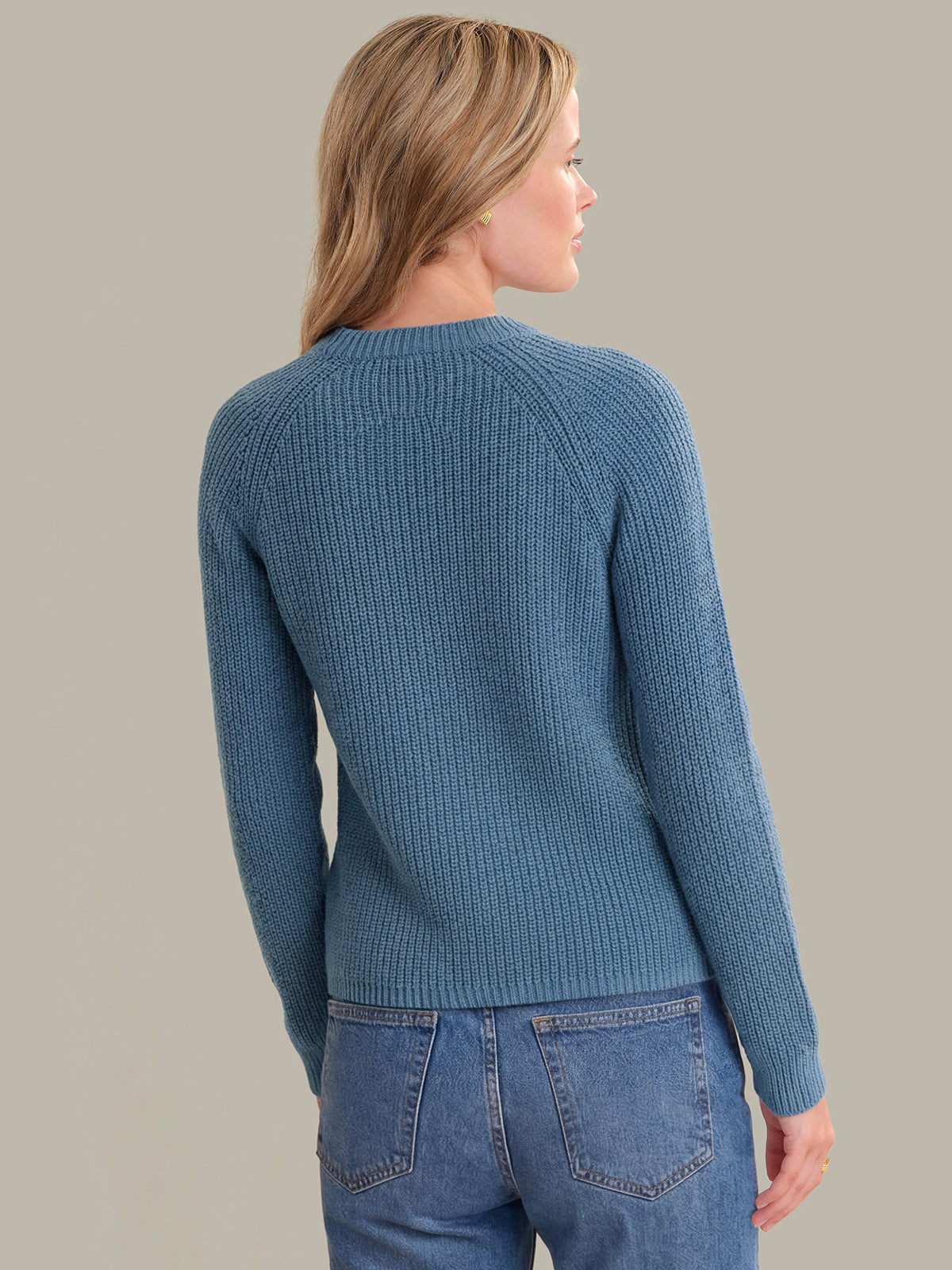 Jane: Crewneck Shaker Stitch Cotton Sweater