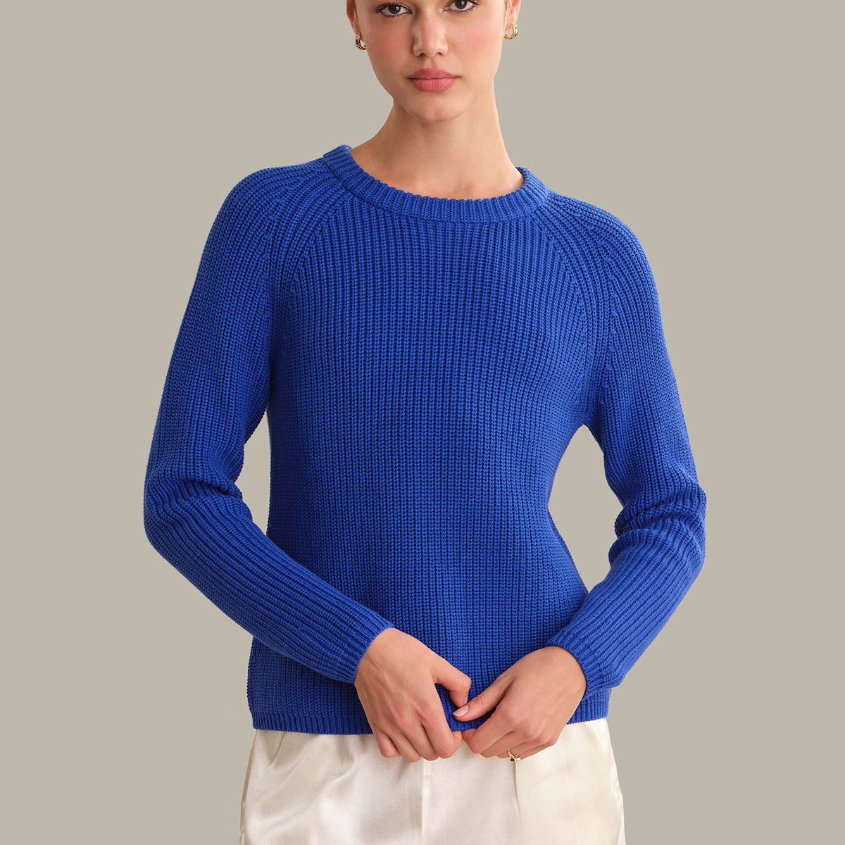 525 America Jane: Crewneck Shaker Stitch Cotton Sweater