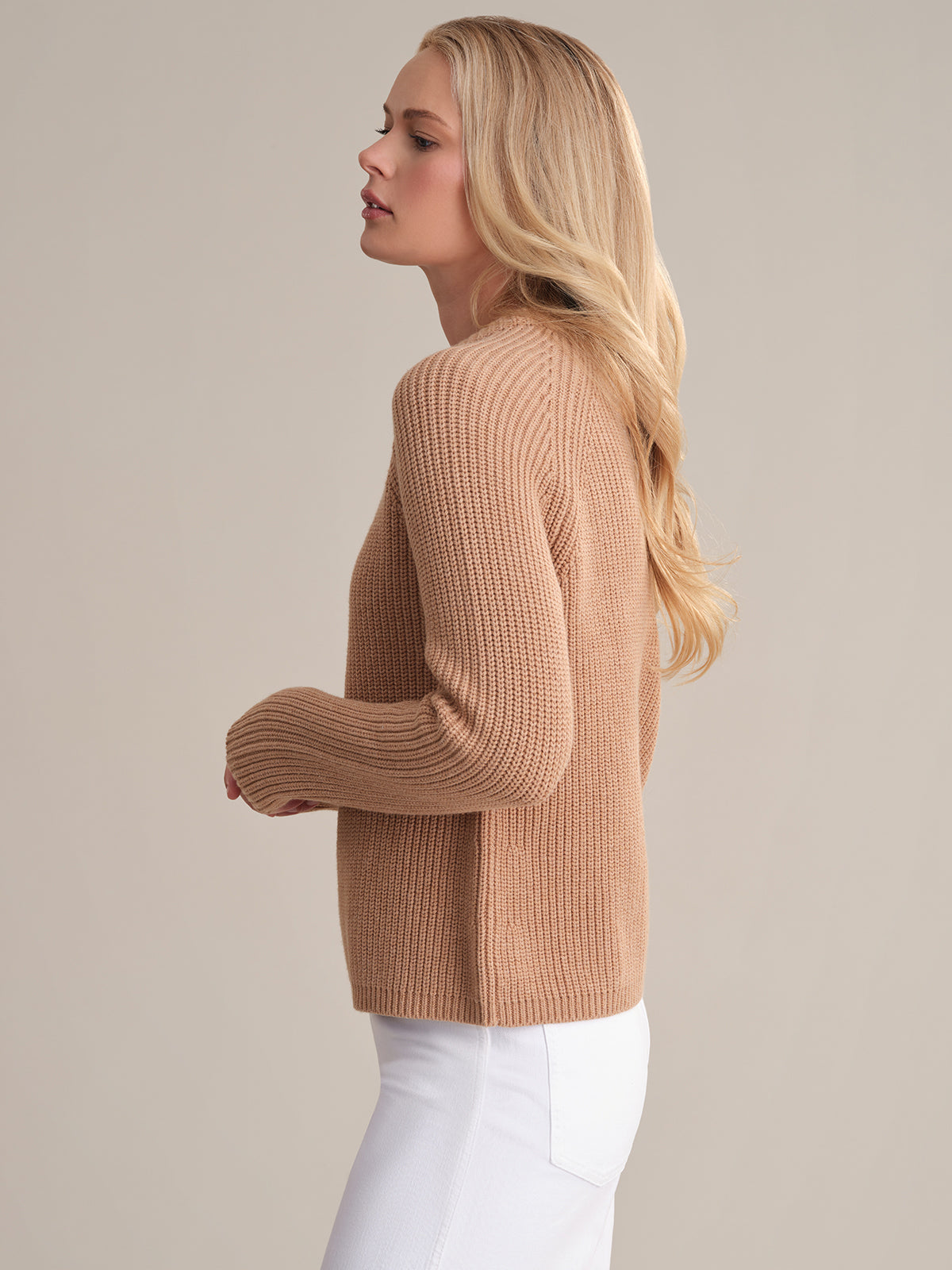 Jane: Crewneck Shaker Stitch Cotton Sweater
