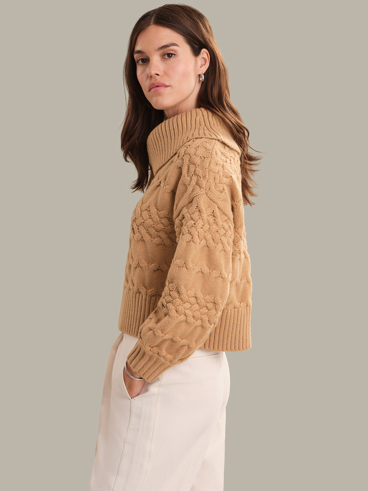 Vera: Mixed Cable Knit Turtleneck Sweater