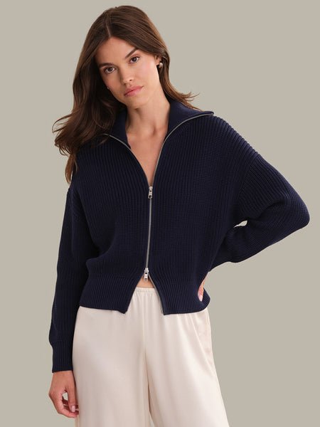 ENFÖLD ZIP-UP JACKET 38 ダークネイビー ENFOLD(エンフォルド) 22AWヘビーサテン ドロストBIG JACKETオーバー