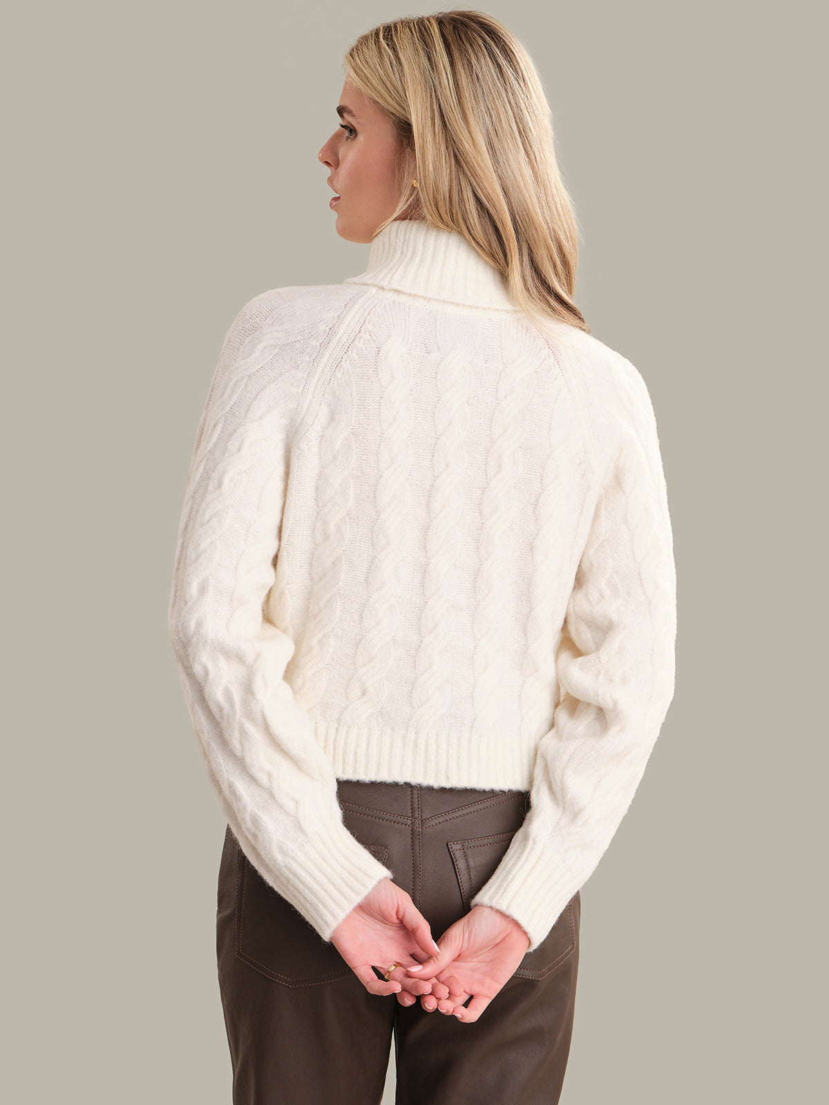 525 America Pearl: Alpaca Cable Knit Turtleneck Sweater