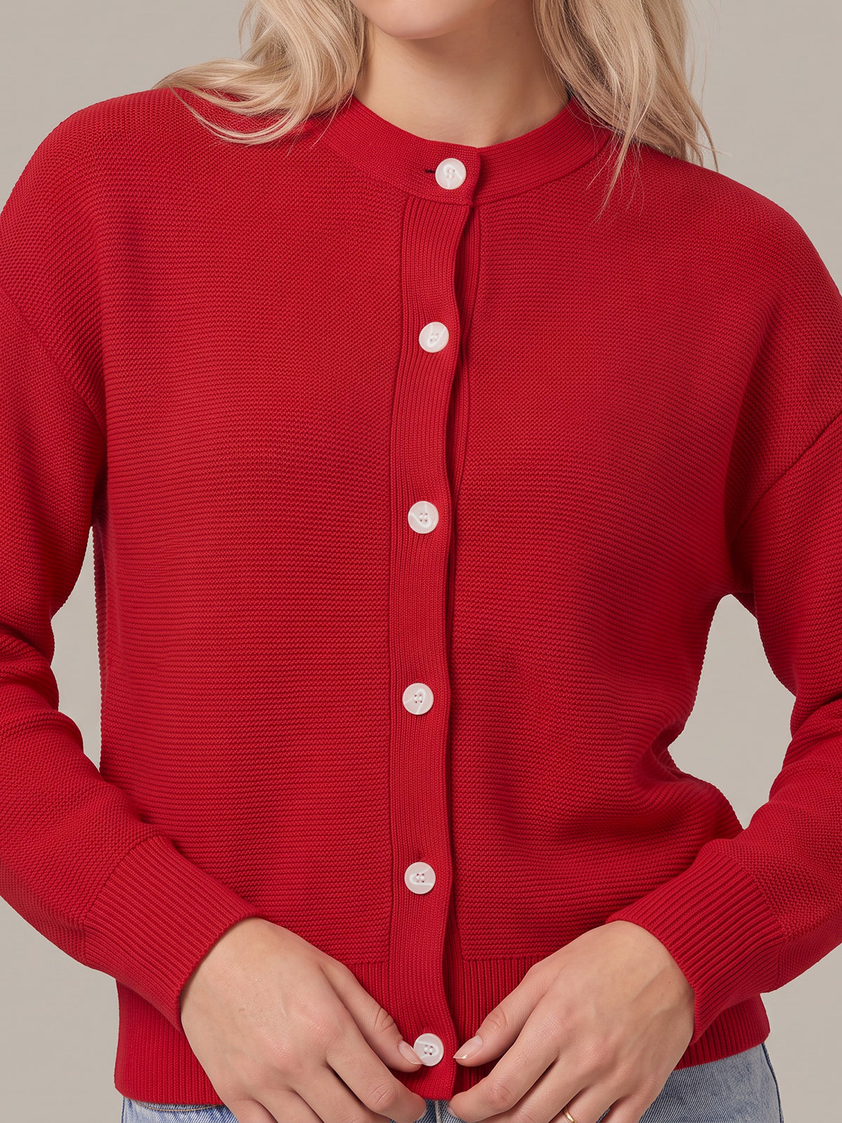 Emy: Crewneck Cotton Cardigan