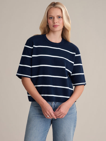525 America Noa: Stripe Cotton Crop Sweater