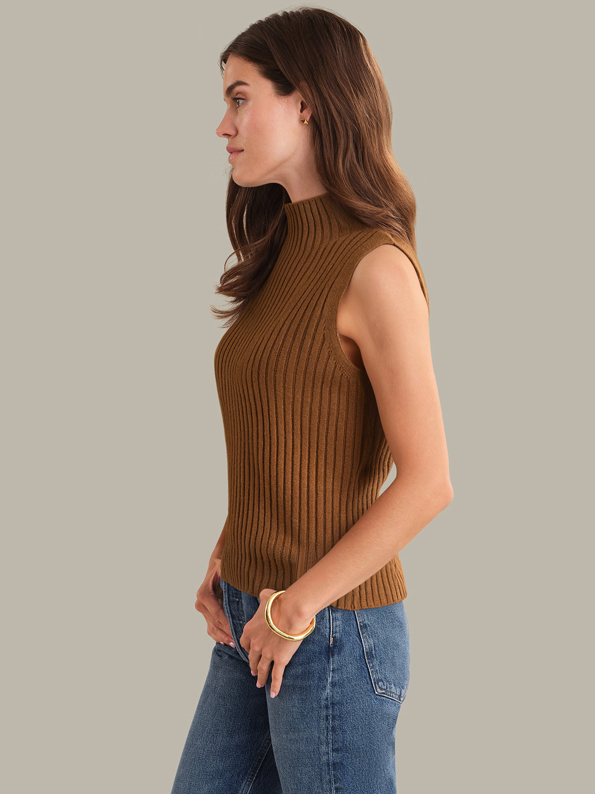 525 America Ember: 100% Cashmere Mock Neck Sweater Tank