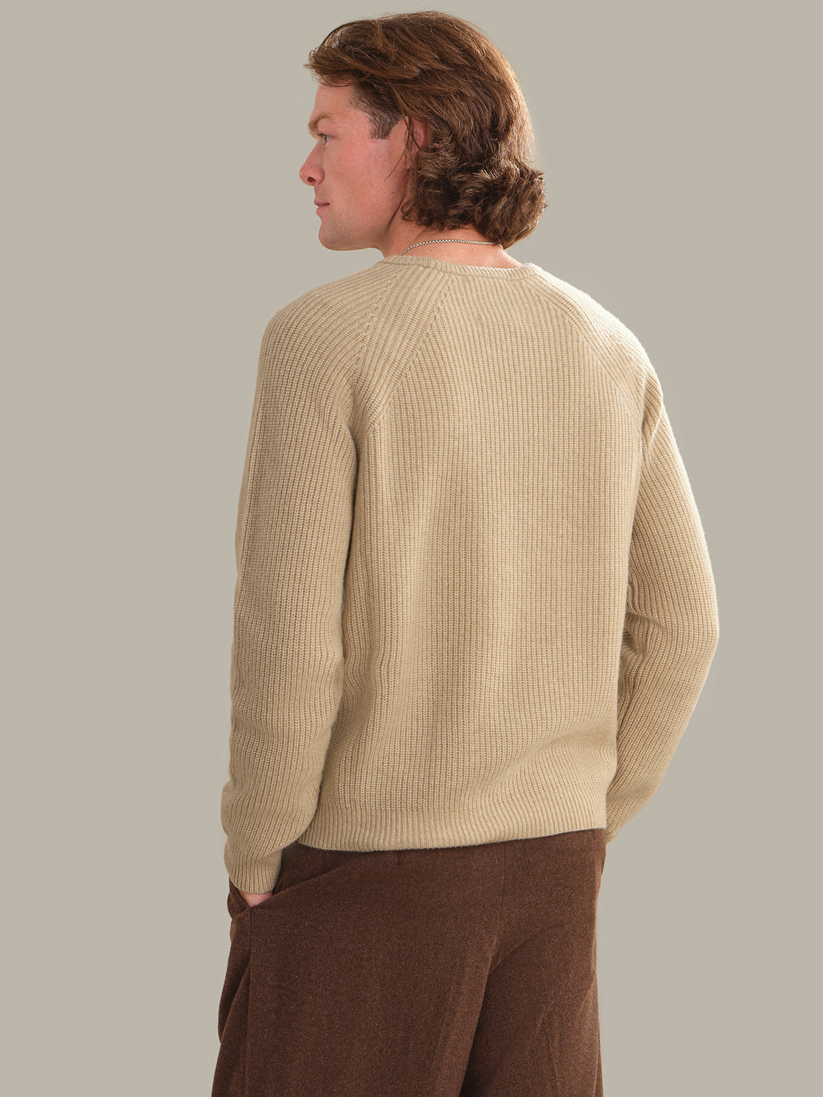 Theo: Men's Cashmere Shaker Stitch Crewneck