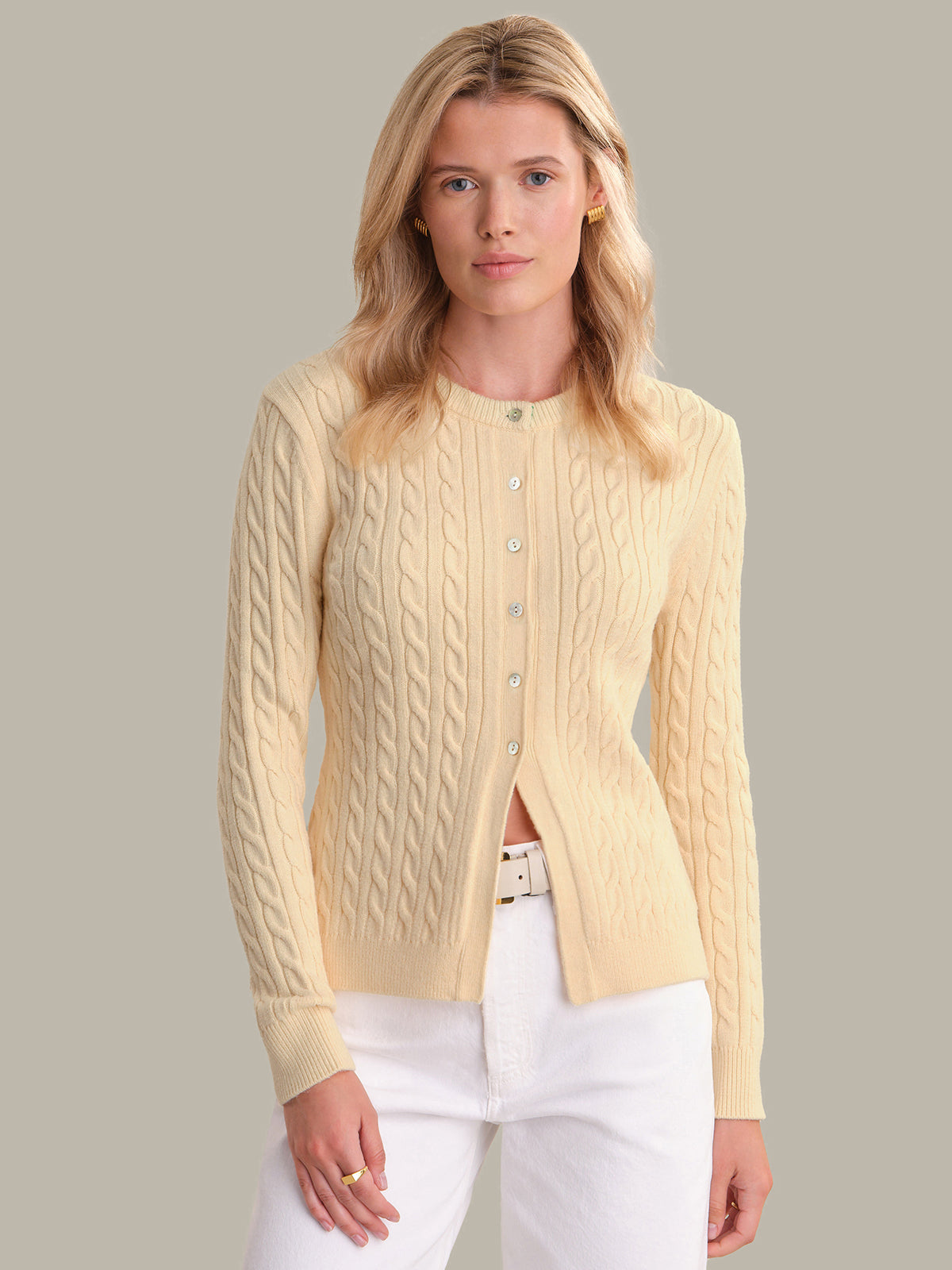 Julianna: Cable Knit Crewneck Cardigan