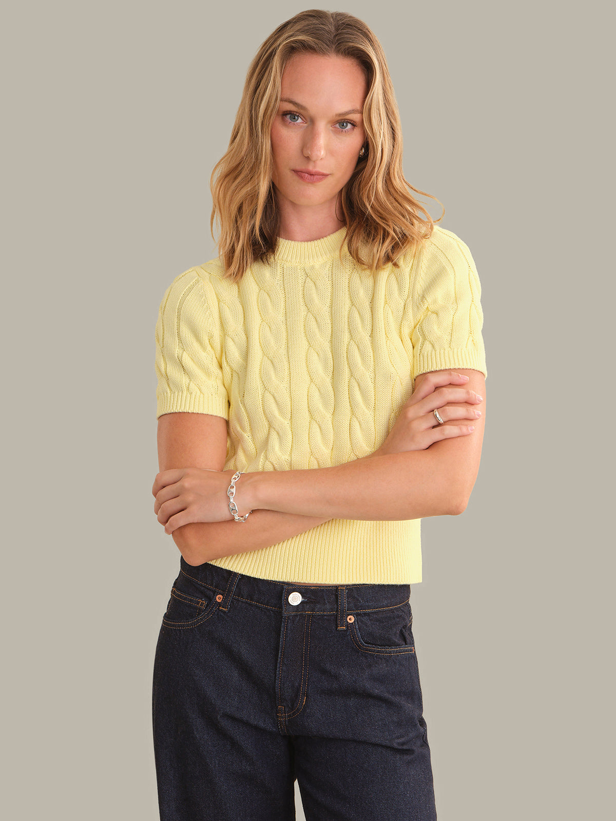Sky Cable Crew Neck Pullover