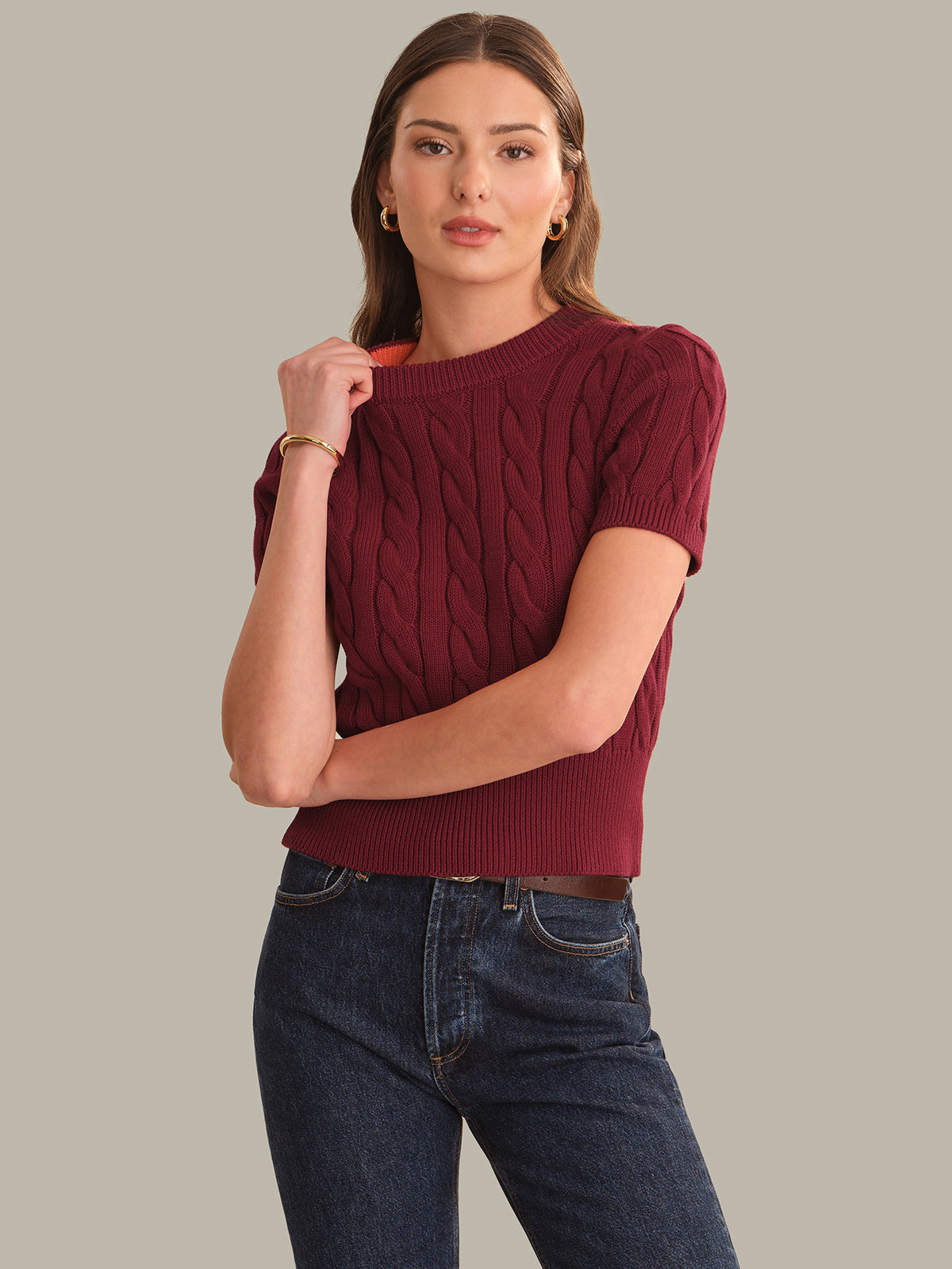 Sky Cable Crew Neck Pullover