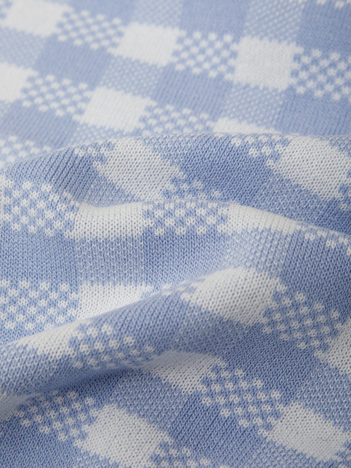 Close-up of blue and white checkered fabric