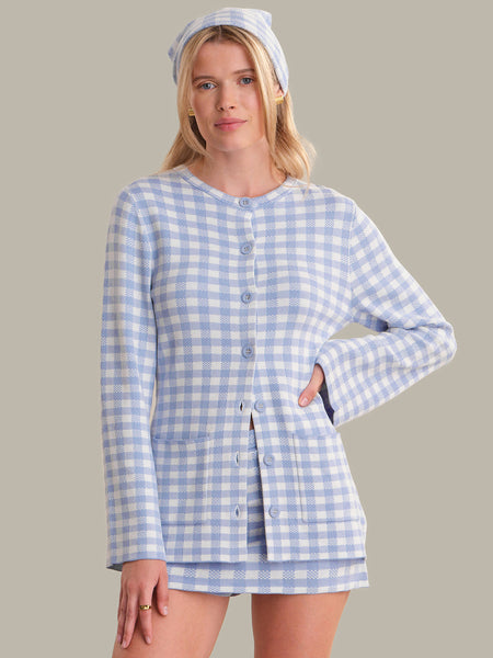 525 America Rue: Gingham Longline Cardigan