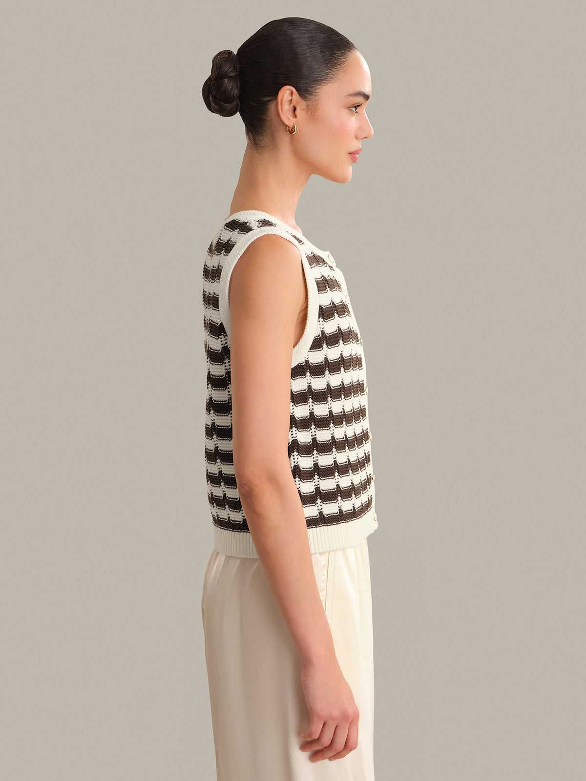 Isla Striped Button Front Vest
