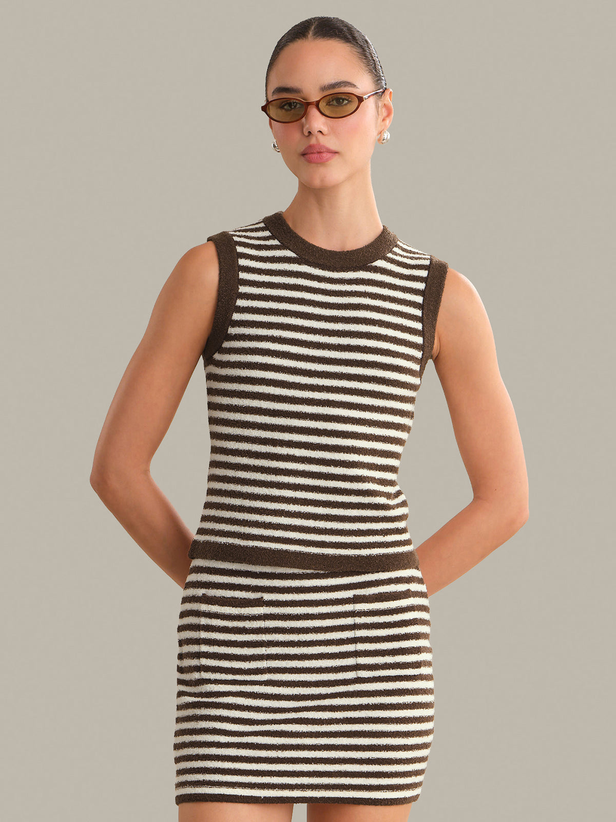 Alessia Teddy Stripe Crew Neck Tank