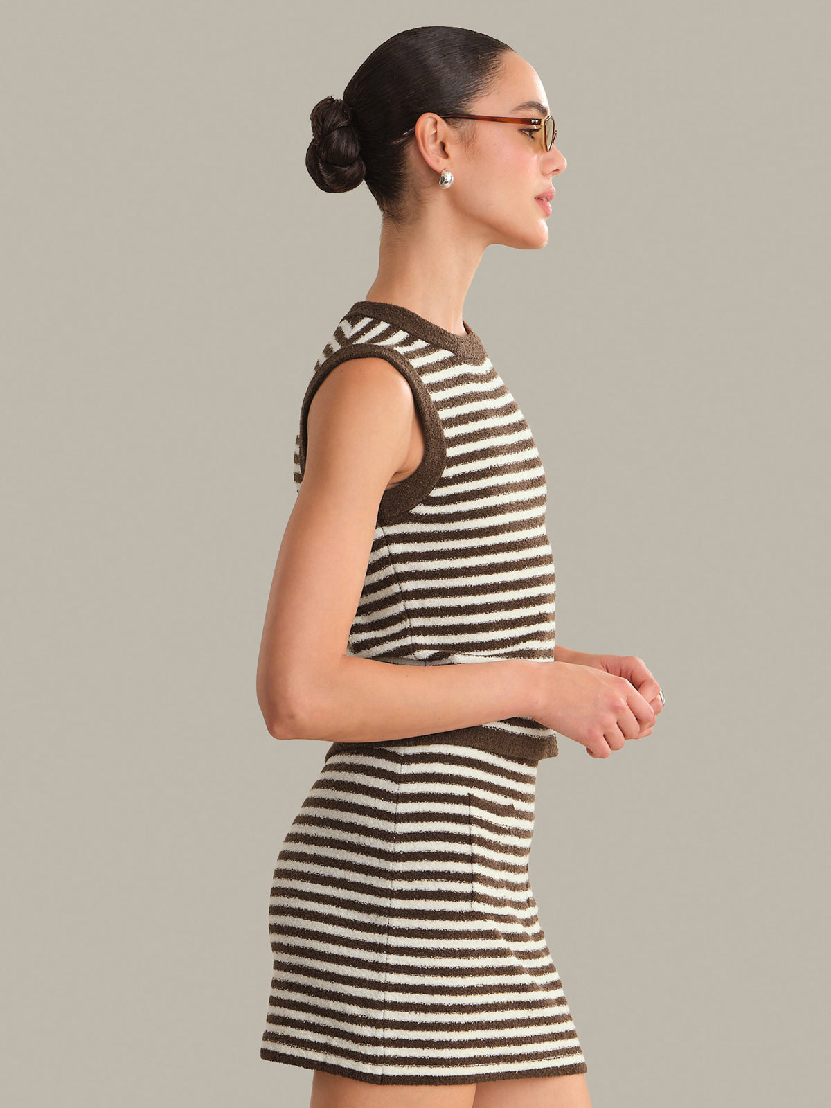 Alessia Teddy Stripe Crew Neck Tank