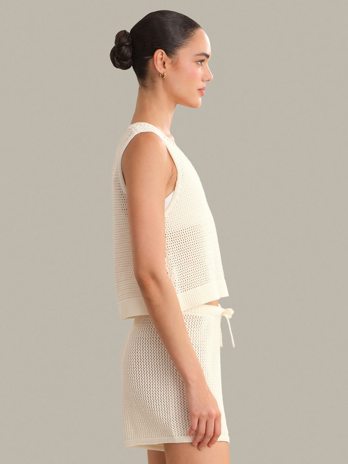 Rosa V-Neck Pointelle Mesh Tank