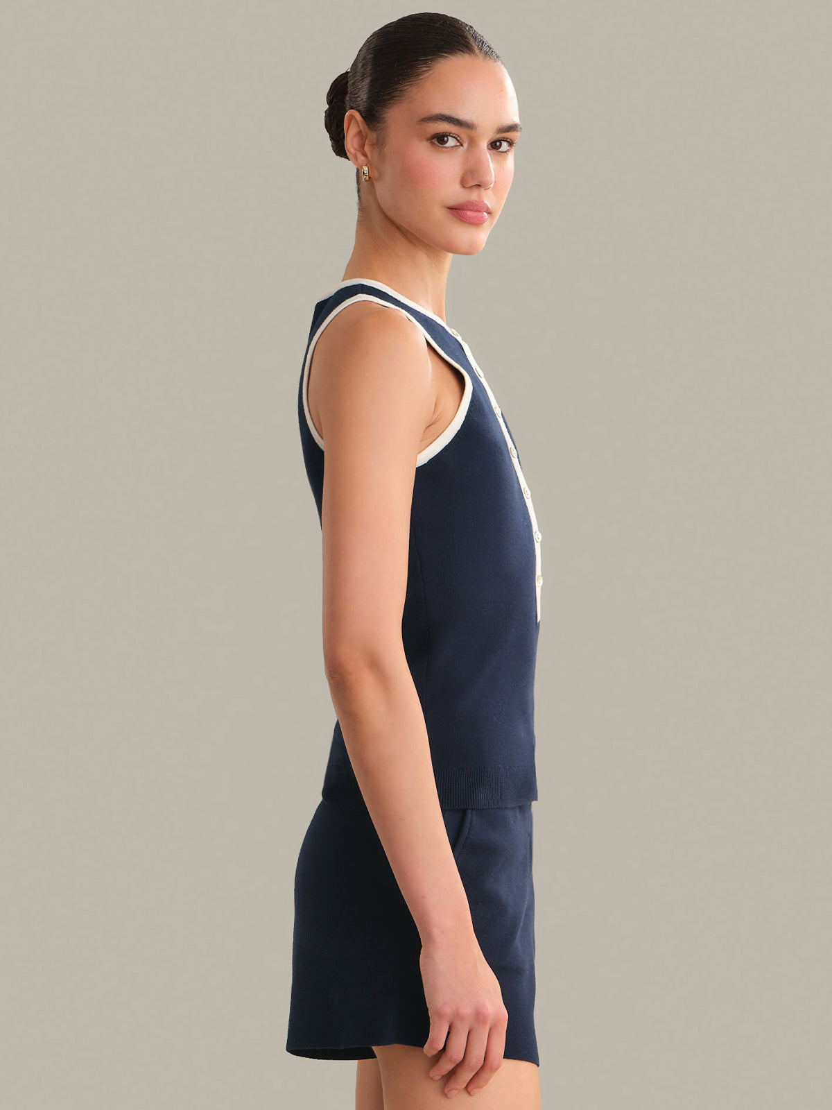 525 America Maren Contrast Henley Tank