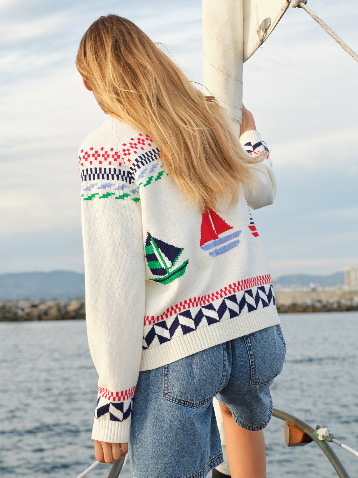 Marina Nautical Button Front Cardigan
