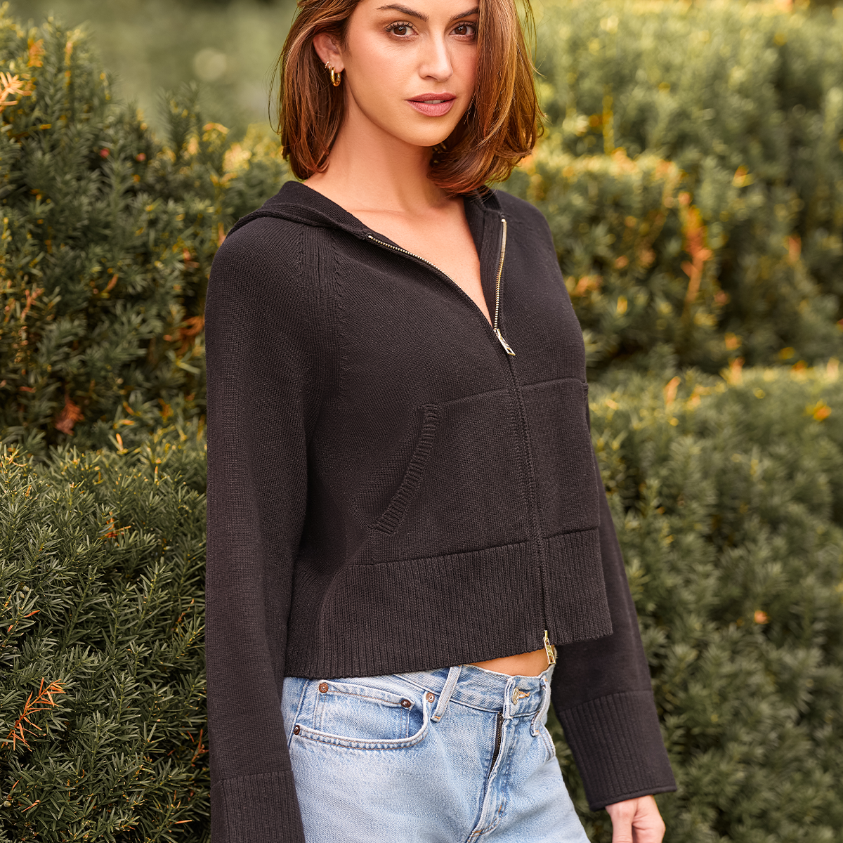 525 America Lara: Zip Front Cotton Sweater Jacket 525 America Lara: Zip Front Cotton Sweater Jacket